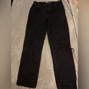 Abercrombie & Fitch 90s Straight Ultra High Rise black ripped jeans